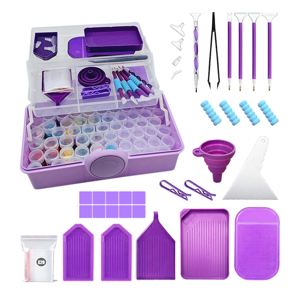 Diamond Painting Kits Clear Bead Storage Containers Storage Box Small Parts Storage Display Organizer Jewelry Rectangle Box Case