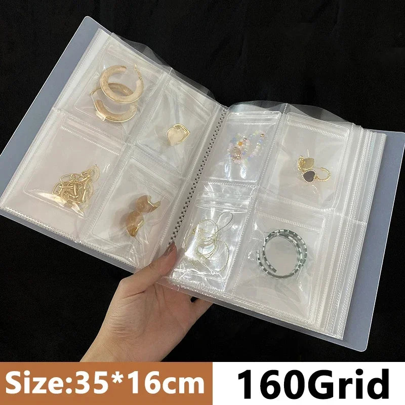 INS Anti-oxidation Jewelry Storage Albums Desktop Drawer Organizer Transparent Necklace Bracelet Ring Book Holder Jewelry Bag