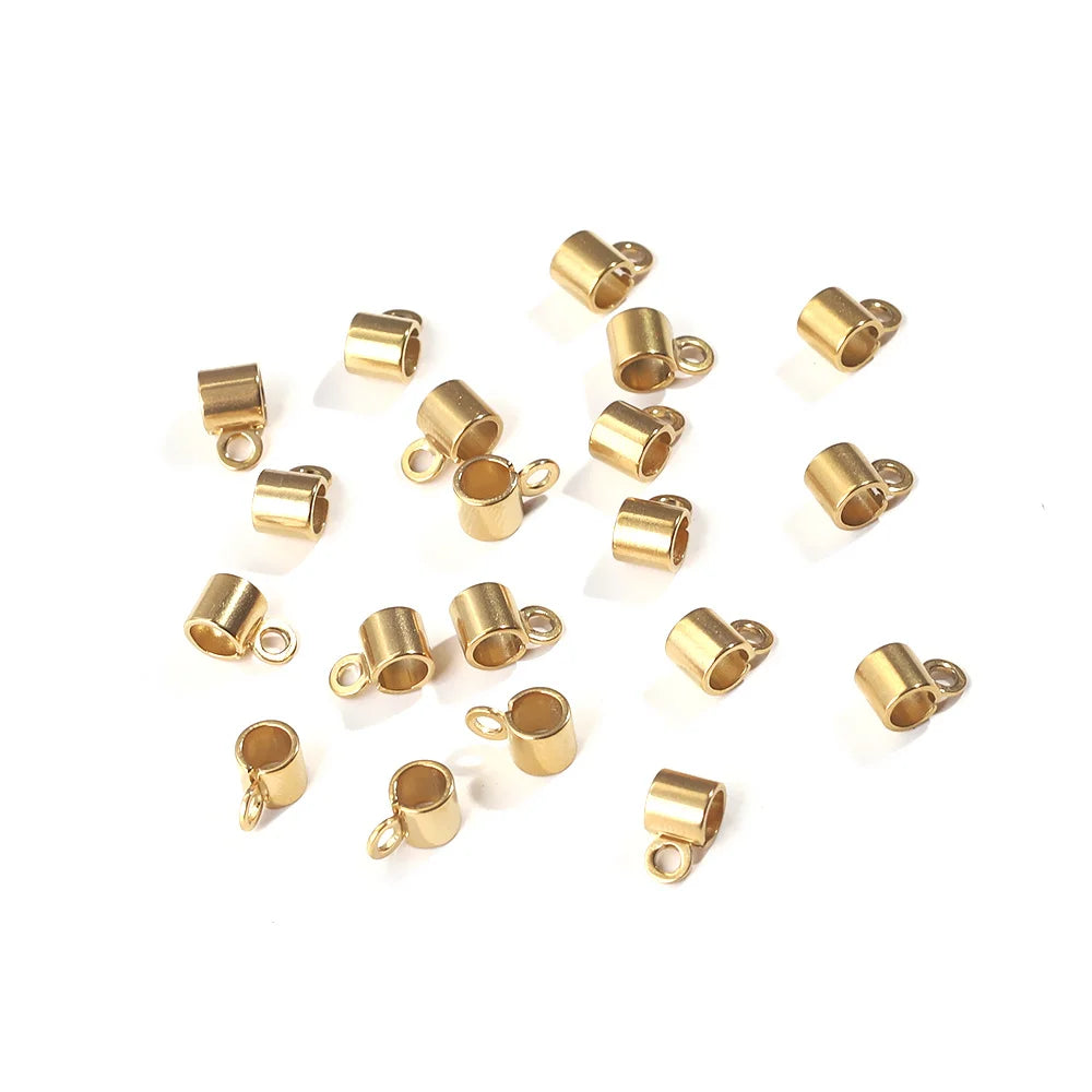20pcs/lot Stainless Steel Hole 4mm Gold Round Charm Pendant Connectors Bracelet Beads Diy Earrings Bracelet Jewelry Findings