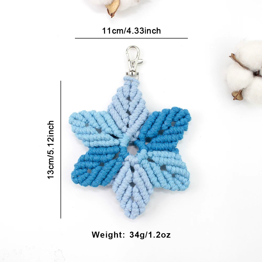Hexagonal Star Keychain Macrame kit with tutorial for beginners Hand diy Woven kit blocking star key chain pendant lanyard