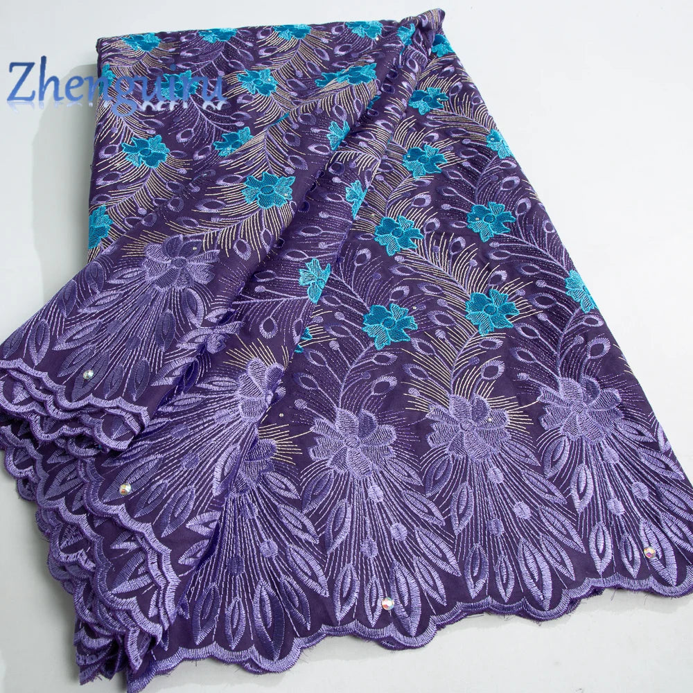 African Lace Fabric 2025 Swiss Voile Cotton Lace Elegant Nigerian Embroidered Cotton Lace Fabric 5 Yards for Women Sew A4016