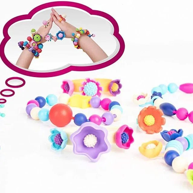 Popular Beaded Jewelry DIY Set Handmade Button Beaded Toy Necklace, Bracelet, Ring, Family Party Gifts