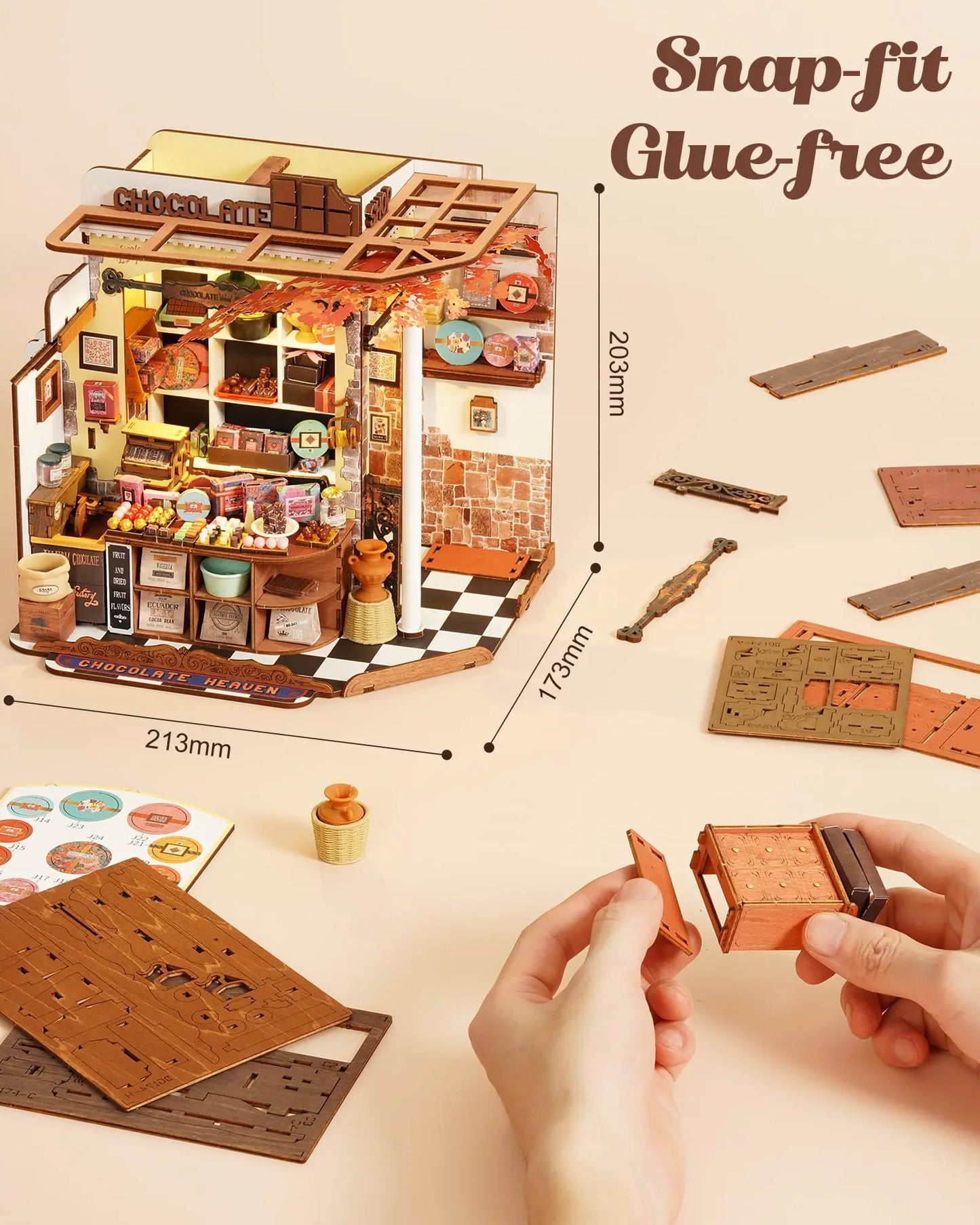 ROBOTIME 3D Wooden Dollhouse Kit  Unique Gift Home Decoration Ornament DIY Challenging Miniature House Craft for Adults Teens