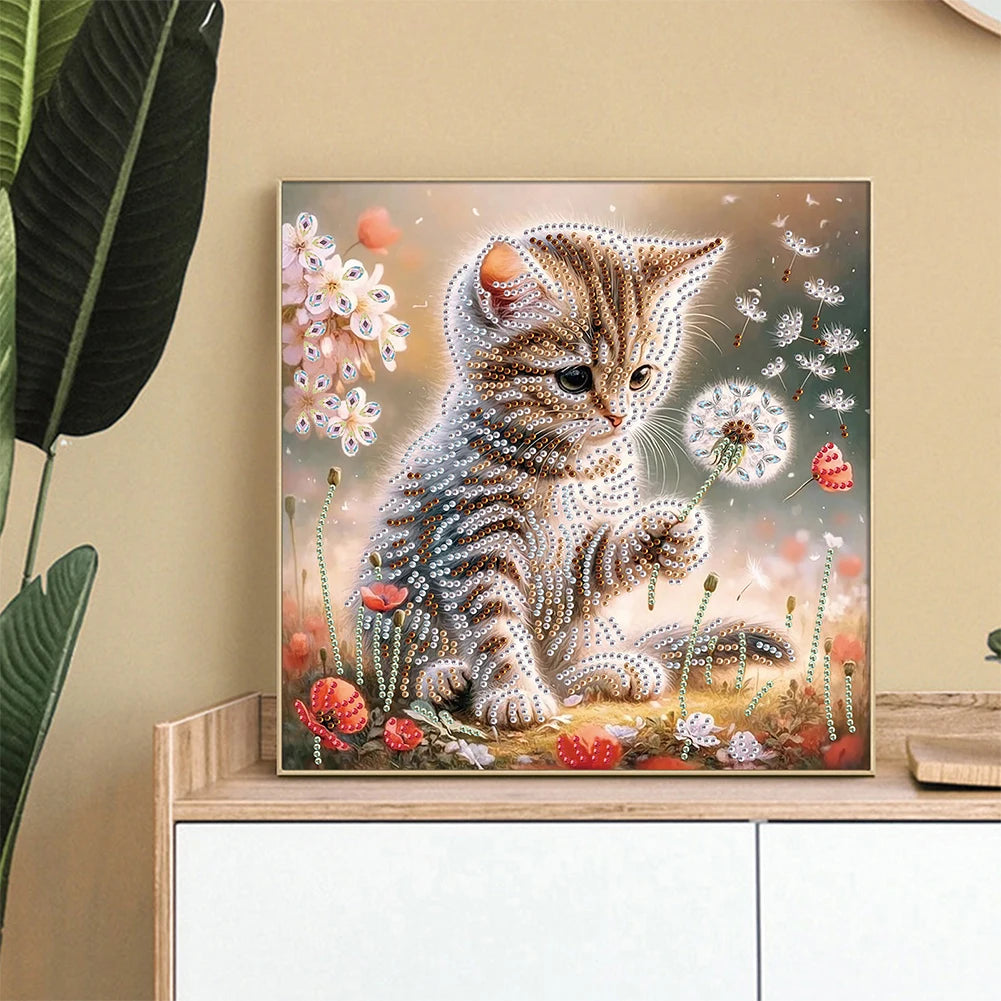 30x30cm Cat 5D DIY Special Shape Crystal Partial Diamond Painting Kit Decor
