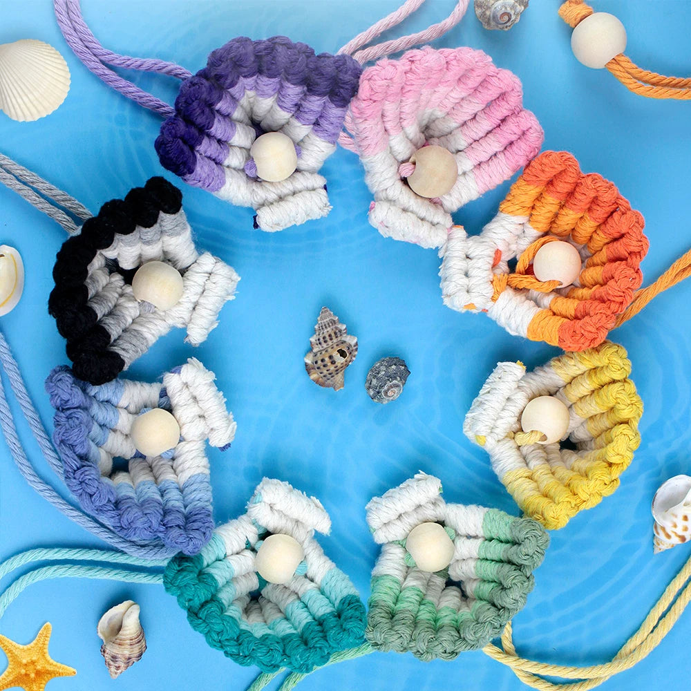 Bohemian Vintage Macrame Kit with Tutorial Beach Elements DIY Handcraft Set for Bookmarks & Curtain Tiebacks Beginner-Friendly