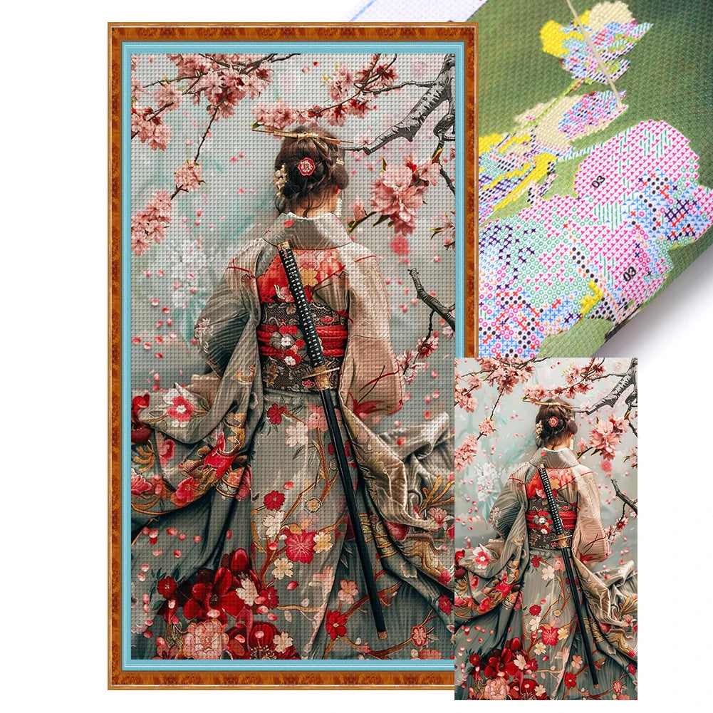 Full Embroidery cotton Thread 14CT Printed Girl Cross Stitch Kit Art