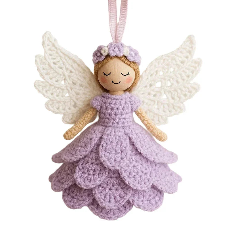 DIY Crochet Angel Ornament Handmade Yarn Craft Set Handwoven Material Kit Christmas Tree Decor Kit for Beginners Professionals