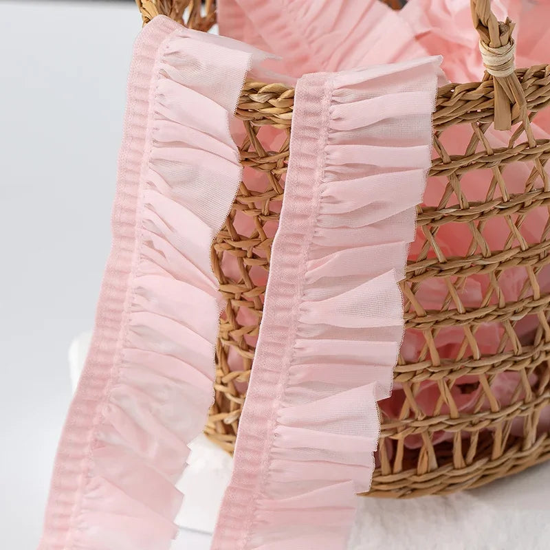 2meters Pink Lace Ribbons Trim For Party Dress Decor Fabric DIY Apparel Sewing Supplies Clothing Collar Cuff Needlework Crafts