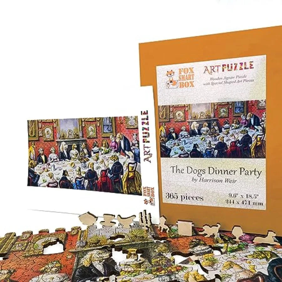 Wooden Jigsaw Рuzzle for Adults - Uniquely Shaped Pieces - 365 Pieces - The Dogs Dinner Party