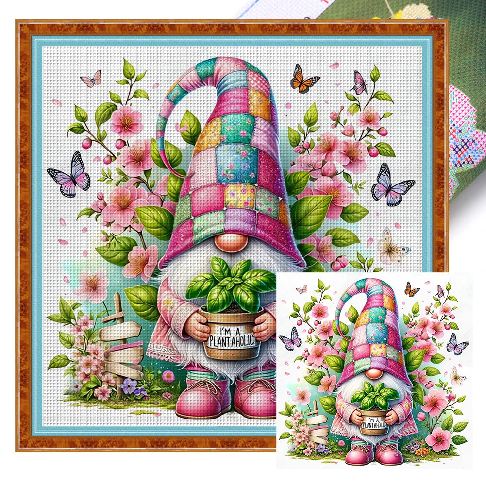 Full Embroidery Eco-cotton Thread 11CT Printed Gnome Cross Stitch Kit Art