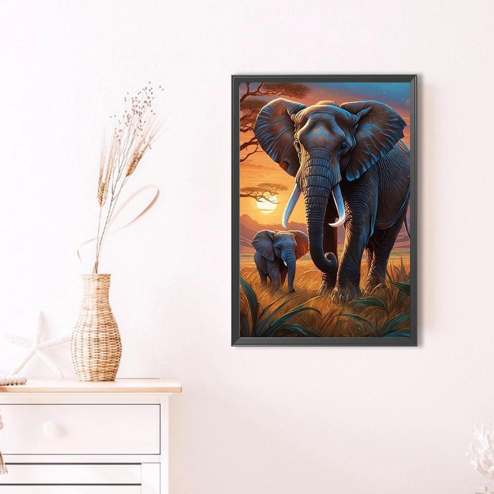 5D DIY Full Round Drill Diamond Painting Elephant Home Decor Art Craft 40x60cm