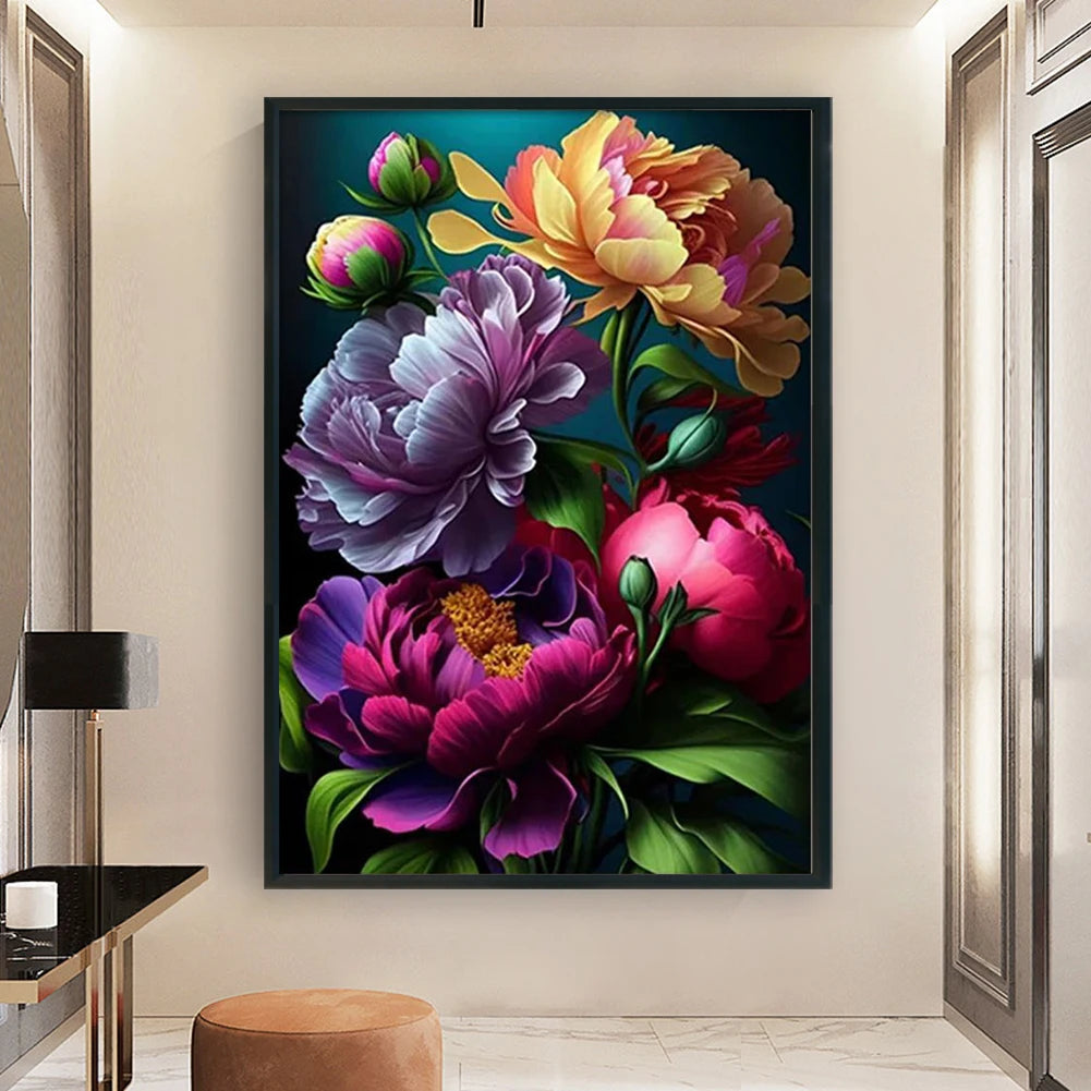 Full Embroidery Beads Printed 9CT Flower Cross Stitch Kit Home Art Decor50x69cm