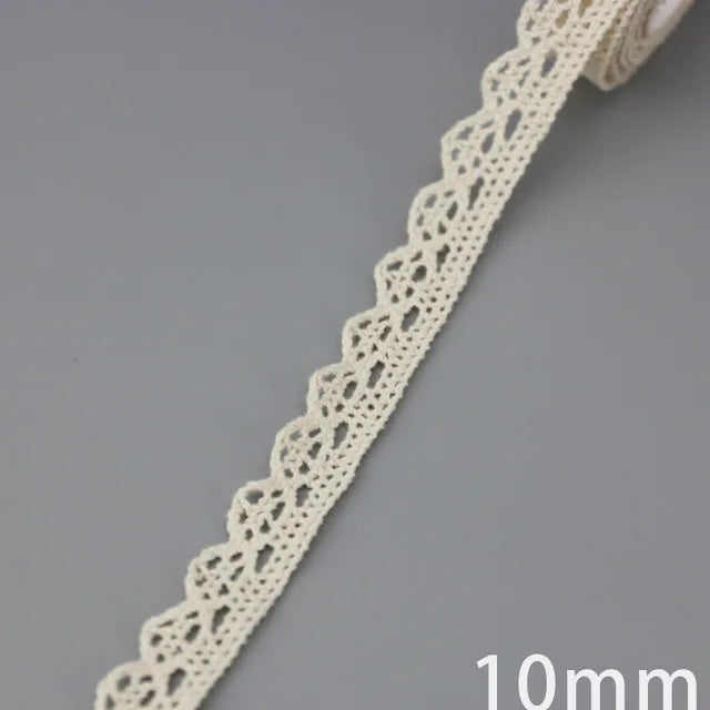 Cotton Lace Ribbon Beige DIY Handmade Wedding Party Craft Gift Packing Patchwork Crocheted Lace (5 meters/lot)