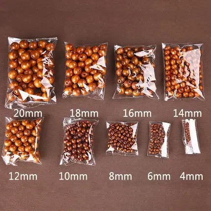 8-500pcs/bag Wood Beads 4/6/8/10/12/14/16/18/20mm Round Loose Spacer Wooden Beads For Bracelets Jewelry Making DIY Crafts supply