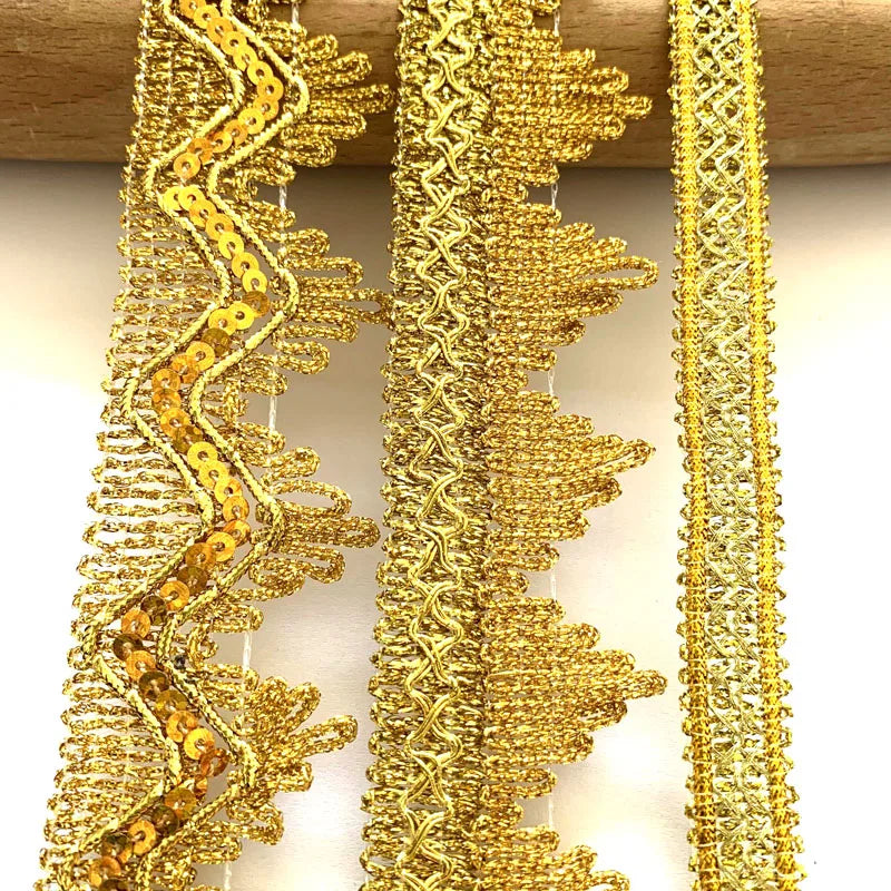 4m/13.12ft each pack Golden lace trims big wide sewing hat curtain dress accessory DIY handmake craft ribbons fabric decoration
