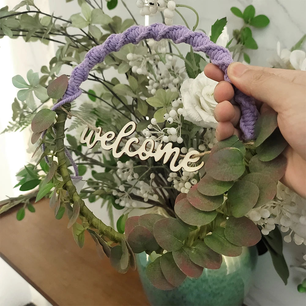 Bohemian Style Macrame Leaf Wreath DIY Kit Beginner Friendly Weaving Material Bundle with Tutorial for Handmade Craft