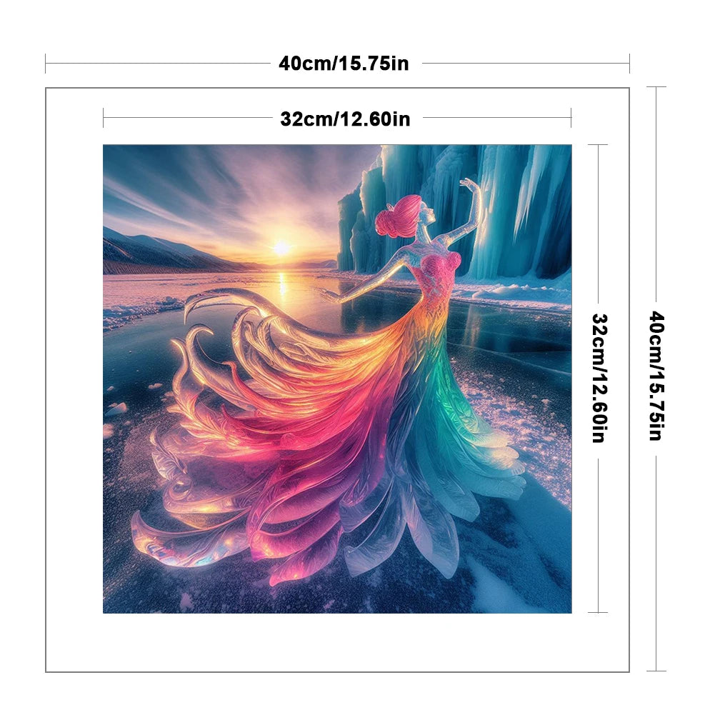 Full Embroidery cotton Thread 14CT Printed Girl Cross Stitch Kit Art 40x40cm