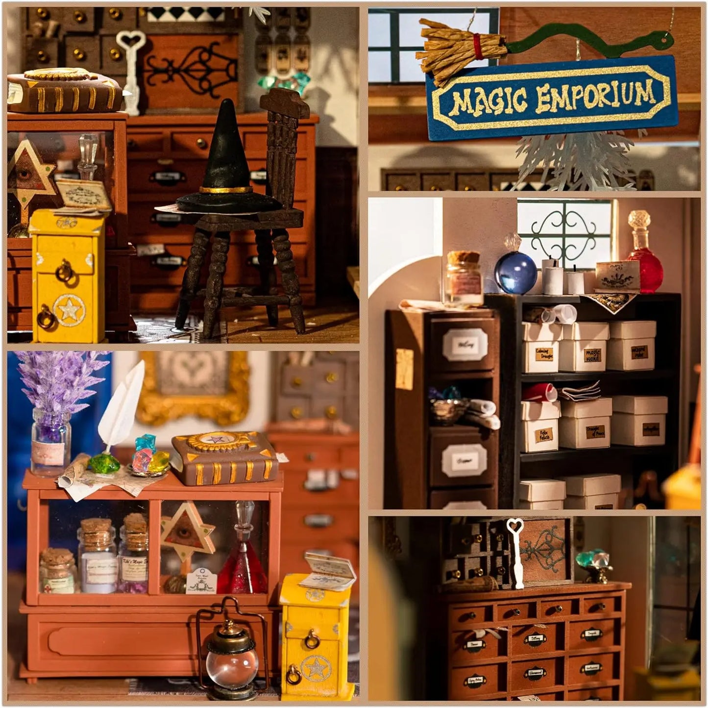 Robotime Rolife DIY Miniature House Kit  Wooden Dollhouse Kiki's Magic Emporium for Girls Adults Gifts Christmas