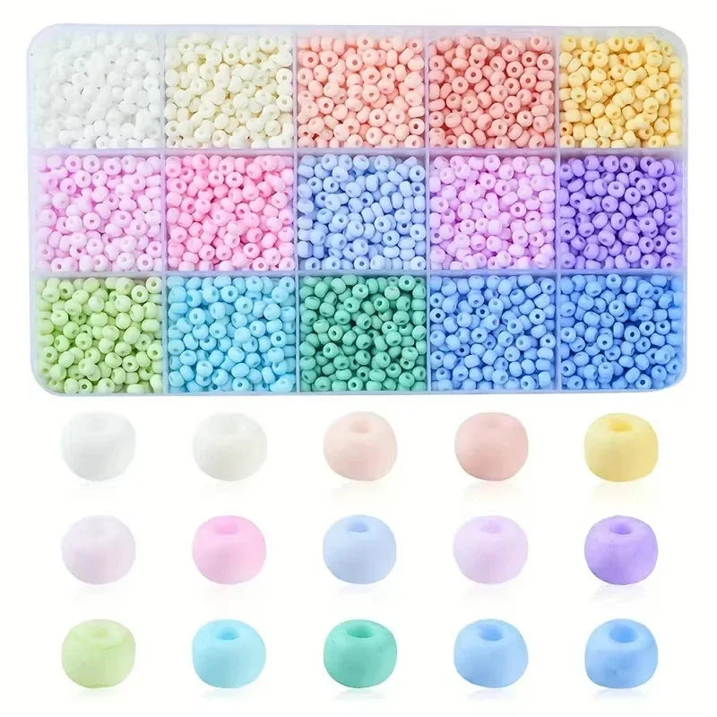 1Box of 15 Grids 4mm Macaroon Color Series Beads Regular Shape Seedbead Set For Jewelry Bracelet Necklace Making DIY Accessories