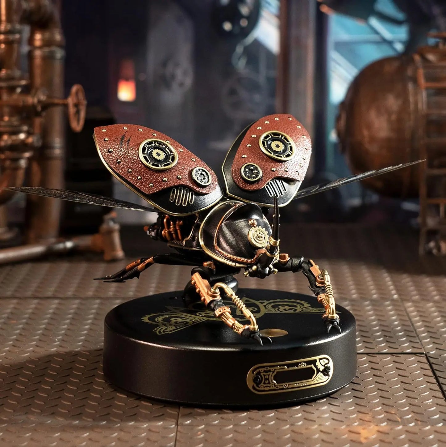 Robotime Rokr 3D Metal Puzzle Rhinoceros Beetle with LED Light of Industrial-style Building Block gift for Kids