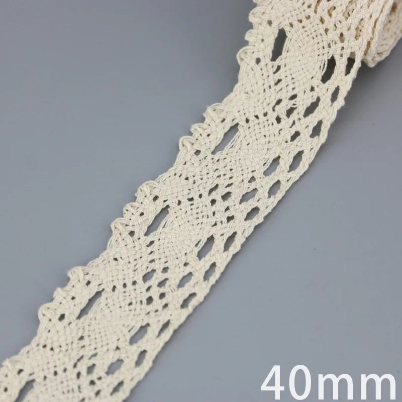 Cotton Lace Ribbon Beige DIY Handmade Wedding Party Craft Gift Packing Patchwork Crocheted Lace (5 meters/lot)