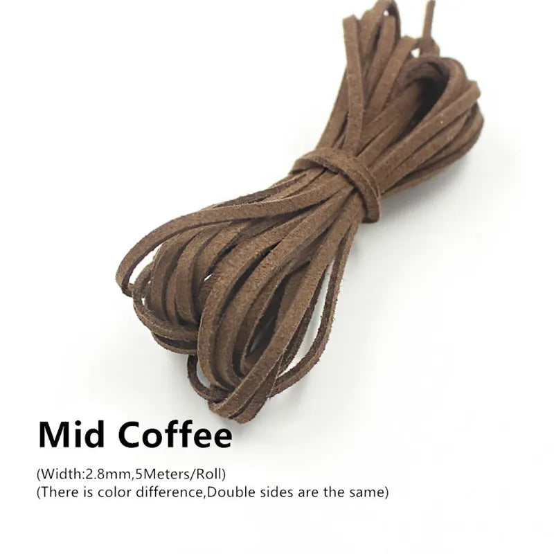 3MM 5M Micro-Fiber Flat Leather Lace Beading Thread Faux Suede Cord String Velvet Beading Supplies