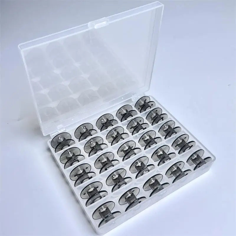 25 Grid Clear Empty Bobbins Storage Box Or 25 Pcs Sewing Bobbins Spools With Box For DIY Household Sewing Machine Accessories