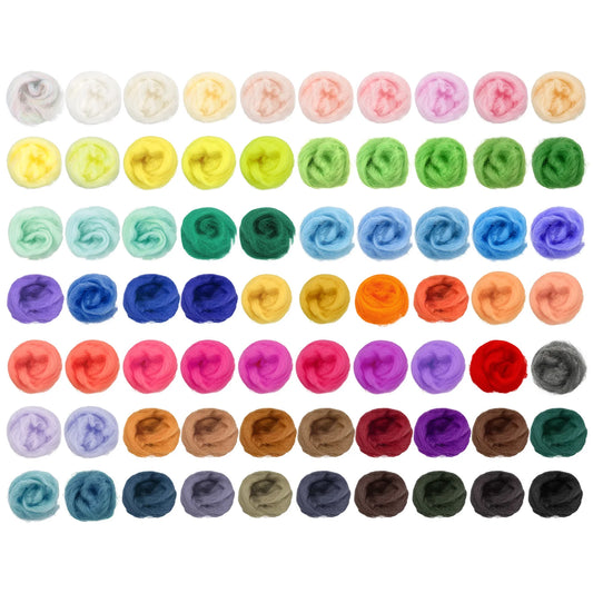 70 Colors 7.4Oz Needle Felting Wool Nature Fibre Wool Yarn Roving Needle Felting Hand for Wool Felting Yarn Supplies DIY Craft