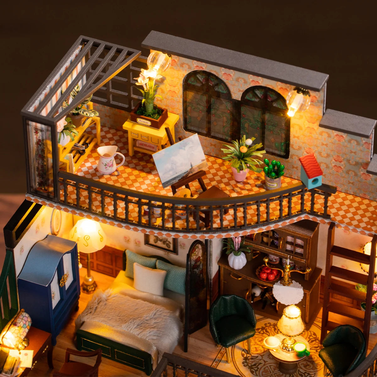 DIY Miniature Dollhouse Toy Set with Music Box and 3D Puzzle Model Architecture Suitable for Male, Female, Adolescent, Adult