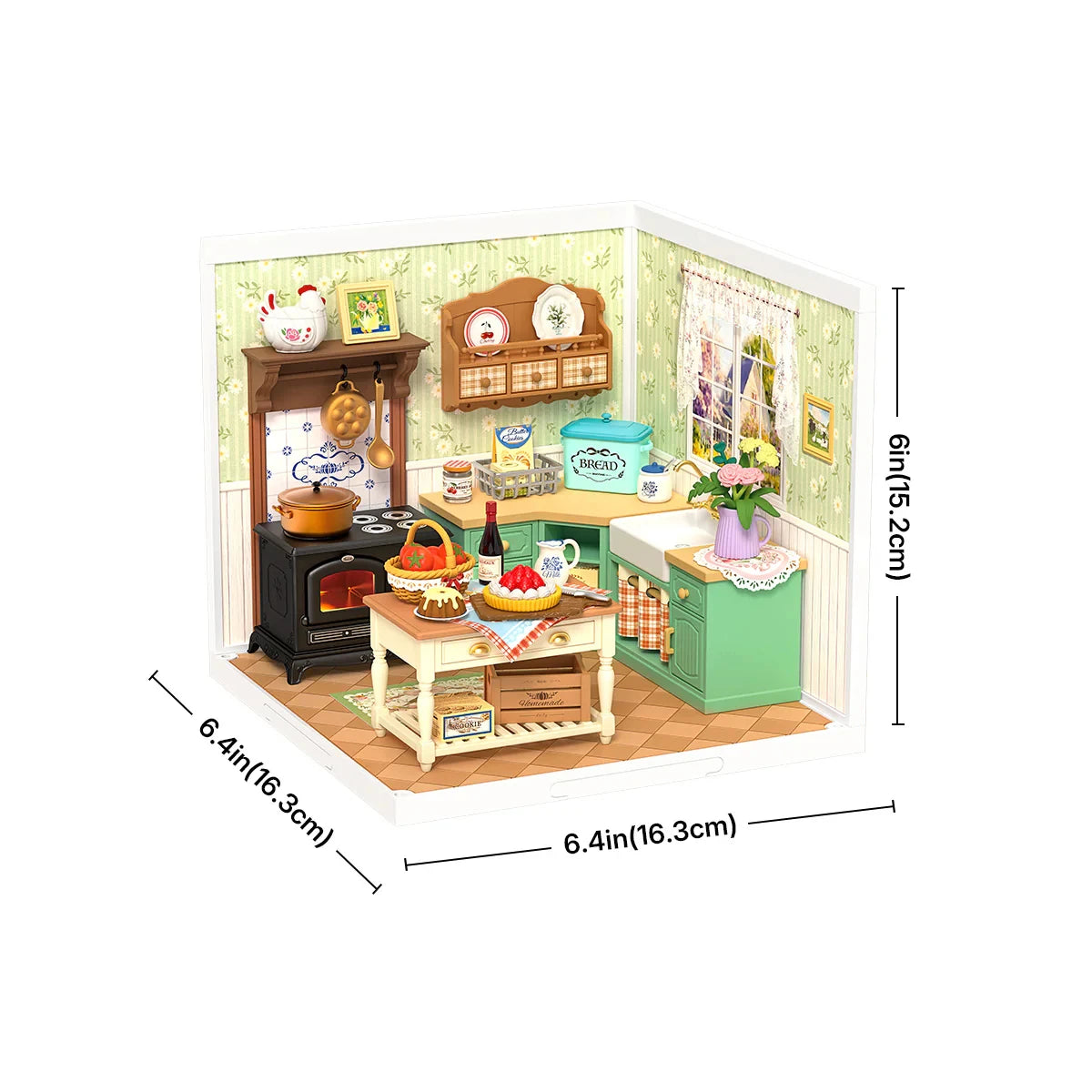 Rolife Cozy Farmhouse Kitchen Dollhouse DIY Miniature Kit Nostalgic Country Display Relaxing Craft Gift for Adults Teens