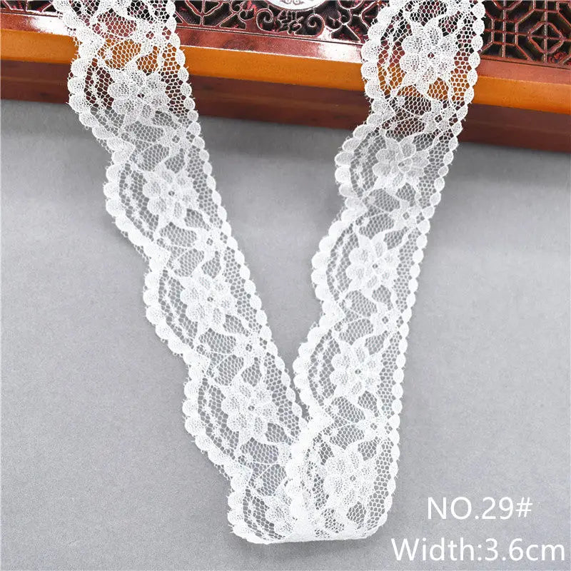 Best Selling 10yards 38kinds Color  White Lace Ribbon Woven Band French African Lace Wedding Fabric DIY Clothing/gift Wrapping