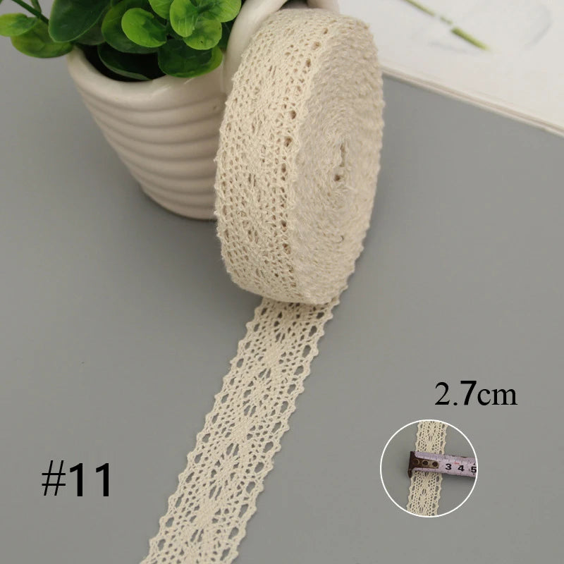 5 Meters Cotton Lace Trim Ribbon Beige Sewing Trim Lace Ribbon Crochet Lace Fabric DIY Wedding Party Craft Christmas Gift Decor