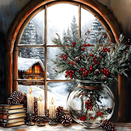 Diamond Painting DIY Rhinestone Xmas Snow View Kit Picture 5D Full Round Drill Mosaic Embroidery Wall Decor Unique Gift No Frame