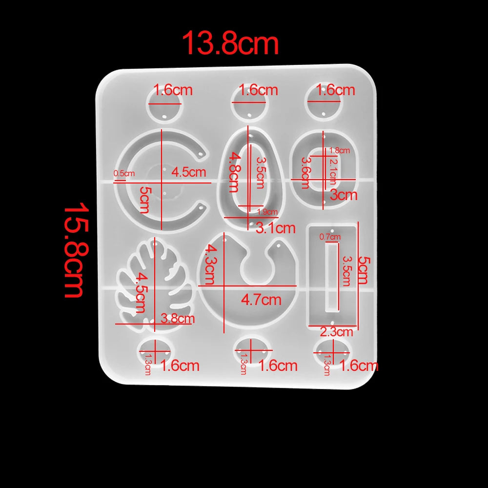 Earring Pendant Silicone Mold Epoxy Resin Jewelry Making Molds Heart Leaves Moon DIY Charms Pendant Mould Creative Jewelry Craft