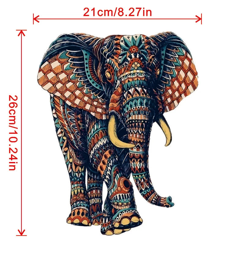 Elephant Wooden Jigsaw Puzzles Adult, Teens, Family, Animal Shaped Natural Wood Puzzle, Best Christmas Gift And Family Games Mag