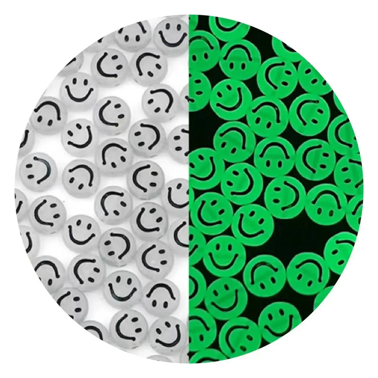 100/200/300/500pcs Acrylic Luminous Beads Round Heart Flower Square Alphabet Beads For Jewelry Making Diy Bracelet Accessorie