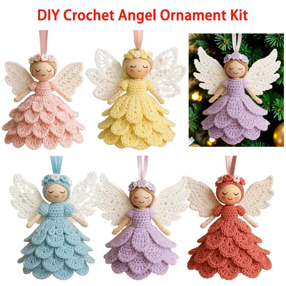 DIY Crochet Angel Ornament Kit Handwoven DIY Material Kit Craft Knitting Kit For Beginners (Unfinished)