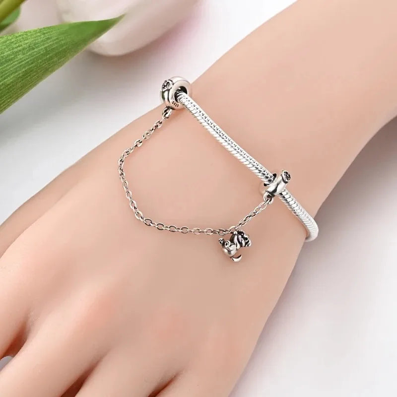 Cadena de Plata de Ley 925 con Bonito Cachorro – Abalorios de Circonio con Incrustaciones a la Moda para Mascotas