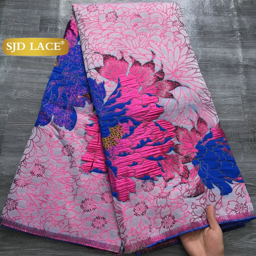 SJD LACA African Brocade Lace Fabrics 2025 High Quality Tulle Damask Nigerian Jacquard French Lace For Sewing Women Dresses 2485