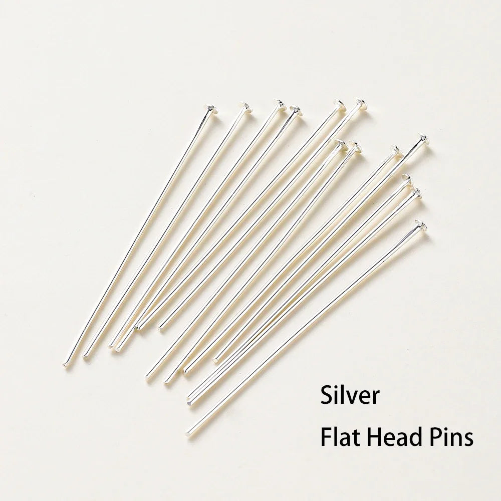 100pcs/lot 14K 18K Gold Plated 16-50mm Ball Head Pins DIY Jewelry Making Findings Brass Metal Flat Head Eye Head Pins Supplies