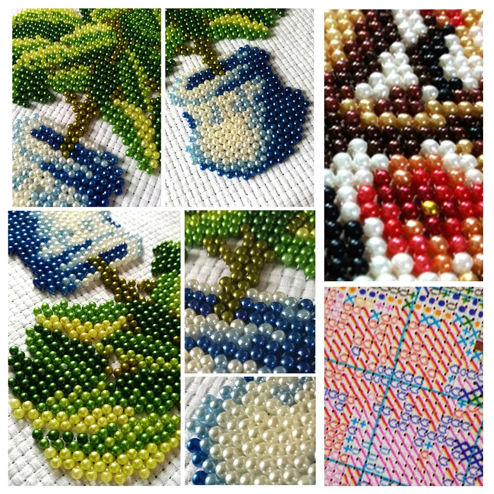 Full Embroidery Beads Printed 9CT Flower Cross Stitch Kit Home Art Decor50x69cm