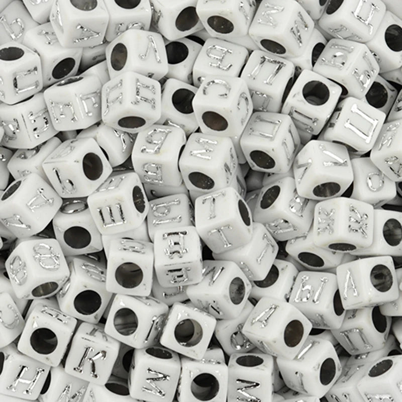 100Pcs/Lot Trendy  Acrylic Square Alphabet Beads Large Hole Letter Loose Spacer Bead Jewelry Handmade Bracelet Making Supplies