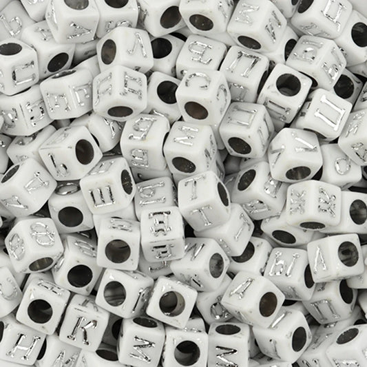 100Pcs/Lot Trendy  Acrylic Square Alphabet Beads Large Hole Letter Loose Spacer Bead Jewelry Handmade Bracelet Making Supplies