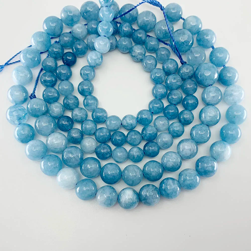 1 strand/lot 4/6/8/10/12mm Natural Aquamarin Agat Stone Bead Round Loose Spacer Beads For Jewelry Making Findings DIY Bracelet
