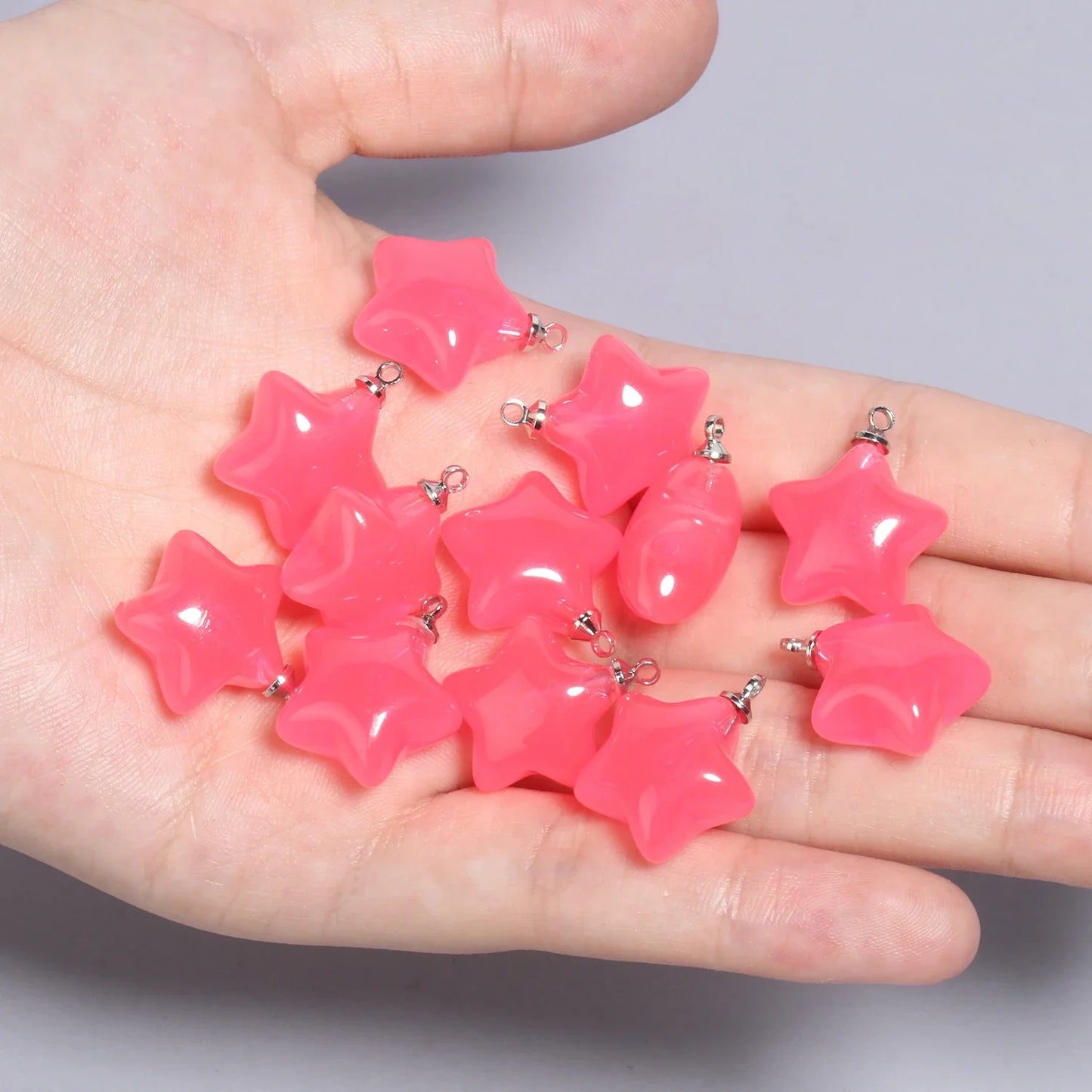 Colorful Star Charms Resin Candy Color Pendants Keychain Handmade Necklace Bracelet Jewelry Making DIY Craft Accessories 10pcs