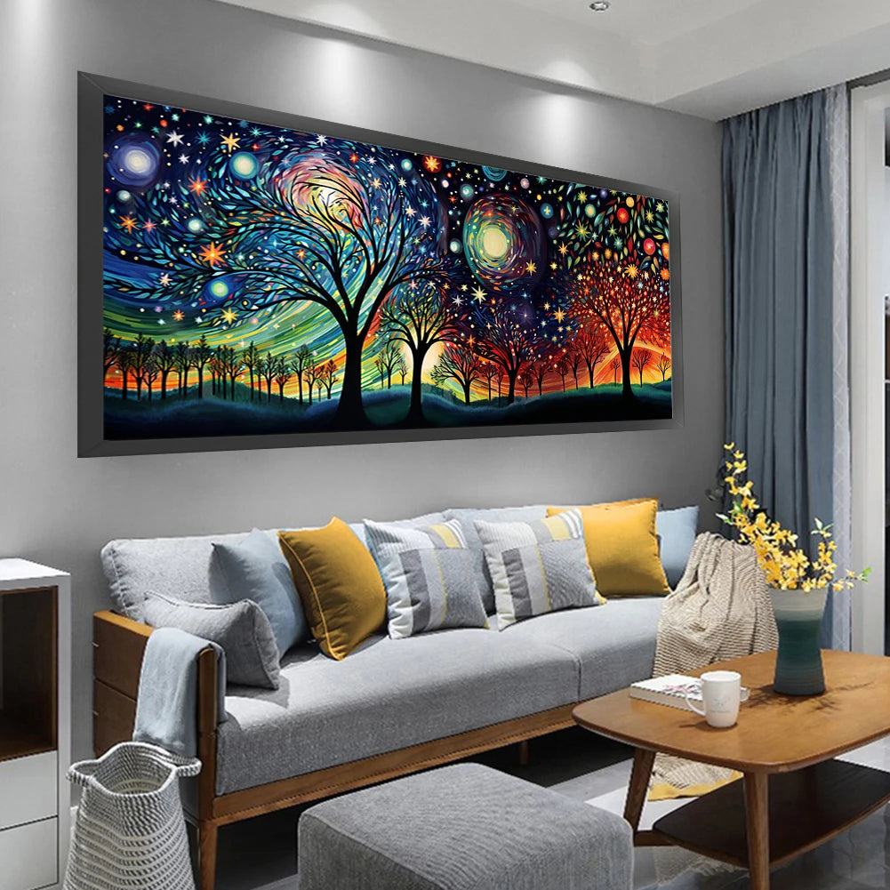 Full Embroidery cotton Thread 11CT Starry Night Cross Stitch Kit 100x45cm