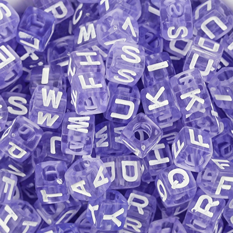 100Pcs/Lot Trendy  Acrylic Square Alphabet Beads Large Hole Letter Loose Spacer Bead Jewelry Handmade Bracelet Making Supplies