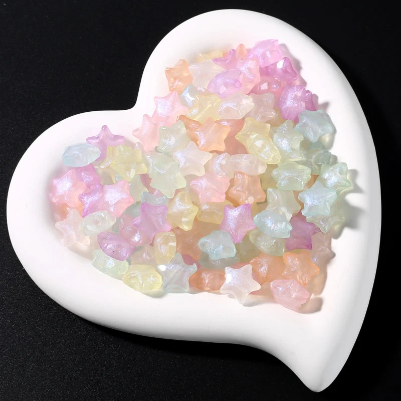 30Pcs Luminous Acrylic Beads 15mm Pentagram Loose Beads For Glow In The Dark Jewelry Making DIY Bracelet Necklace Earring