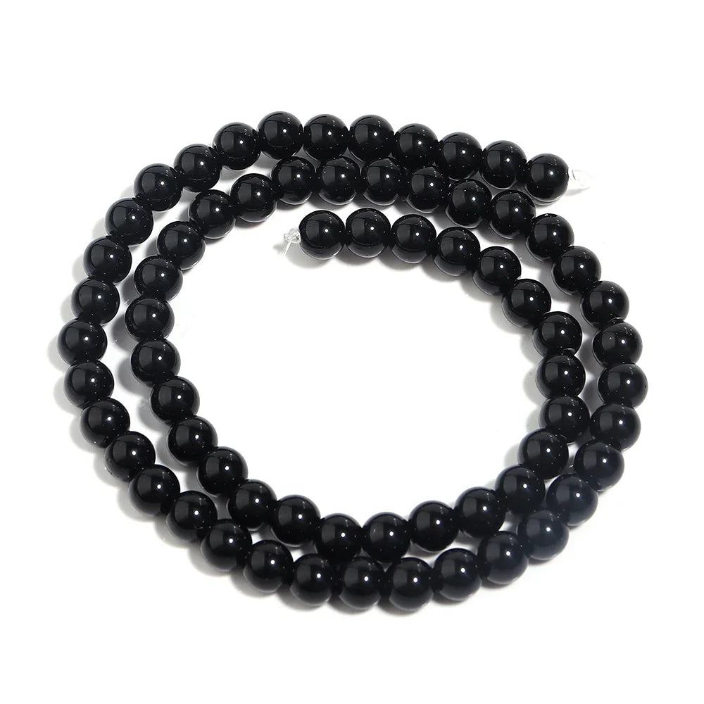1 Strand Natural Stone Black Onyx Agate Round Loose Beads 2-20MM Pick Size For Crafts Making DIY Bracelet Necklace Accessories