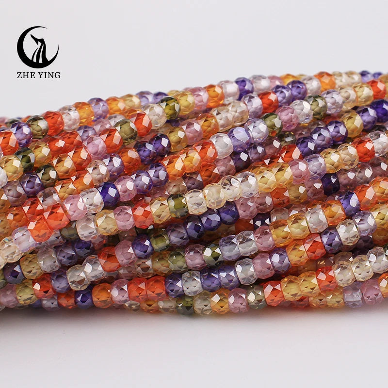 2x3mm Faceted Zircon Beads Loose Beads Gemstone Mix Color Cubic Zirconia Stone Beads for Jewelry Making DIY Accessory